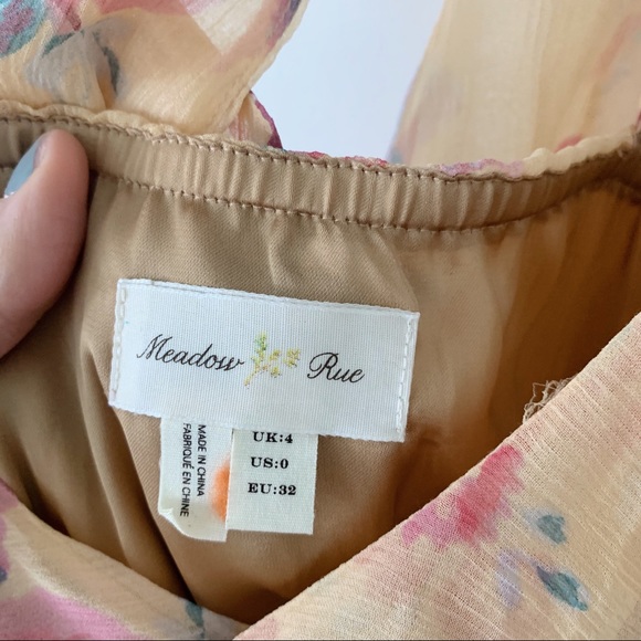 Anthropologie Meadow Rue SILK Yellow Floral Dress - Picture 3 of 6